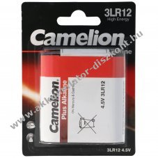 3LR12 4,5 V lapos elem, maxim�lis kapacit�s 3000 mAh, m�retek kb. 65,0 x 61,5 x 21,5 mm