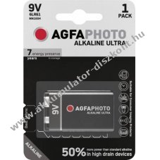 Agfaphoto alk�li elem, E-Block, 6LR61, 9V Ultra, kiskereskedelmi bubor�kcsomagol�s