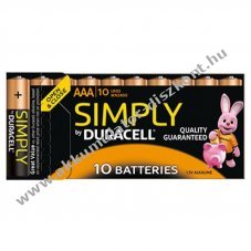 Duracell hagyom�nyos elem AAA (mikro) LR03 10db/csomag kartondoboz alk�li
