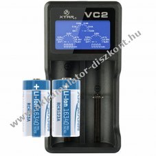 Helyettes�t� Akkumul�tor CR123A 16340 3,7V 800-850mAh 2db/csomag USB t�lt� LCD Li-Ion