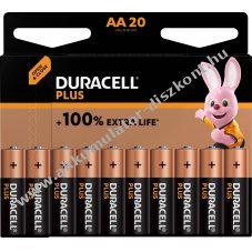 Duracell AA Mignon ceruza LR06 1.5V Extra Life Plus 20db/csomag hagyom�nyos elem alk�li