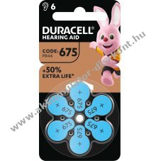 Duracell 675 hall�k�sz�l�k elem 1.4V Easy Tab 6db/csomag Zinc Air
