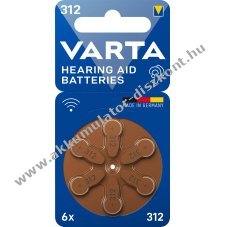 Varta 312 1.4V 6db/csomag hall�k�sz�l�k elem Zinc Air