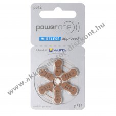Power one Zinc Air 312 hall�k�sz�l�k elem 1,45V 6db/csomag