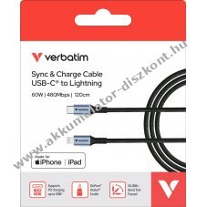 Helyettes�t� Akkumul�tor Verbatim t�lt�k�bel USB-C Lightning 1.2m 60W
