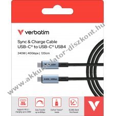 Helyettes�t� Akkumul�tor Verbatim t�lt�k�bel USB-C USB-C 1.2m 240W 40GBit/s