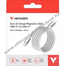 Verbatim USB-C t�lt�k�bel 1.2m k�k 60W 480MBit/s m�gneses