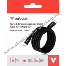 Verbatim USB-C t�lt�k�bel 1.2m 60W m�gneses fekete
