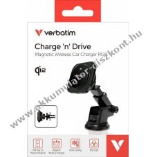 Verbatim vezet�k n�lk�li t�lt� aut�ba 15W m�gneses RGB USB-C k�bel 1m fekete
