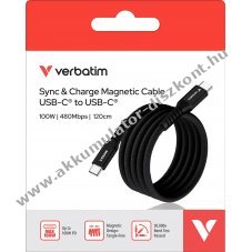 Helyettes�t� Akkumul�tor Verbatim USB-C USB-C t�lt�k�bel 1.2m 100W m�gneses