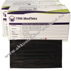 100db/csomag Orvosi seb�szi maszk T�pus IIR 3 r�teg� fekete DIN EN 146832019+AC2019(E)