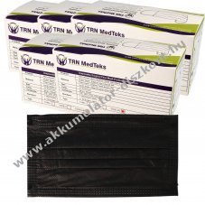 250db/csomag orvosi OP-maszk T�pus IIR 3-r�teg� fekete DIN EN 146832019+AC2019(E) CE