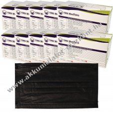500db orvosi seb�szeti maszk Typ IIR 3 r�teg� fekete DIN EN 146832019+AC2019(E) CE