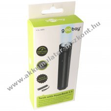 Powerbank 2600mAh 3,6V be�p�tett 1W LED zsebl�mp�val 110-120lm 2 f�nyer� Li-Ion