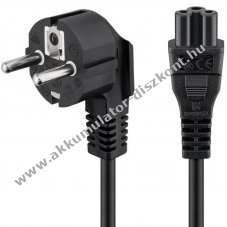 V�d�f�ldes h�l�zati k�bel Schuko CEE 7/7 90� - IEC-60320-C5 (Mickey Mouse) 3,0m fekete 3x0,75mm2