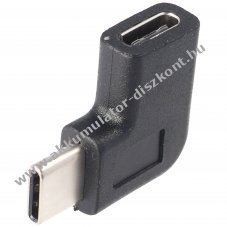USB-C 90�-os adapter fekete USB-C aljzat USB-C dug� 5 Gbit/s