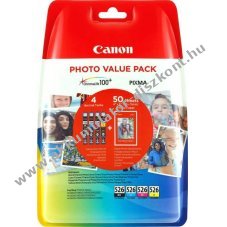 Eredeti Canon CLI-526BK/526C/526M/526Y tintapatron multipack 50 lap 10x15cm fot�pap�r nyomtat�
