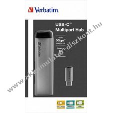 Verbatim Multiport hub USB-C 2x USB3.0 HDMI 4K USB-C t�lt�s 15cm k�bel