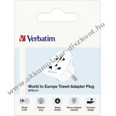 Verbatim Universal utaz� adapter WTEU-01 100-250V 50/60Hz feh�r