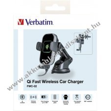 Verbatim FWC-02 gyors vezet�k n�lk�li aut�s 9V/12V Qi USB A-C 1m fekete t�lt�