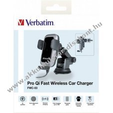 Verbatim FWC-03 gyors vezet�k n�lk�li aut�s adapter Qi 9V/12V USB-A-C 1m fekete