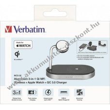 Verbatim 3-in-1 vezet�k n�lk�li t�lt� Qi MFi WCS-02 fekete USB QC3.0