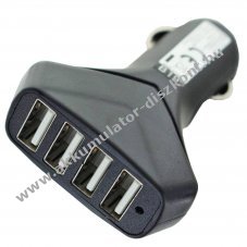 KFZ USB t�lt�adapter 4 port 6,0A Auto-ID fekete