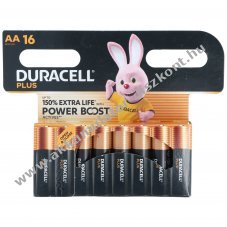 Duracell Plus Power Boost MN1500 AA Mignon ceruza hagyom�nyos elem 16db/csomag
