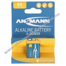 Ansmann X-Power 9V 6LR61 hagyom�nyos elem 1db/csomag alk�li