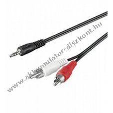 Audio-video k�bel 0,5m 3,5mm sztere� jack dug� 2x RCA (cinch) dug�