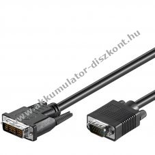 DVI-I/VGA FullHD k�bel 1m DVI-I (12+5) dug� VGA (D-SUB 15) dug� fekete