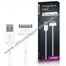 Cabstone t�lt�- �s szinkronk�bel Apple iPhone 3/3GS 30Pin 1,2m feh�r tablet