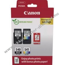 Eredeti Canon nyomtat� tintapatron PG-540/CL-541 fekete/sz�nes kombipack + 50db fot�pap�r 10x15cm