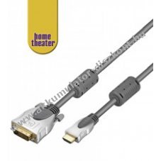 HDMI - DVI-D k�bel 5,0m HDMI dug� DVI-D dug� 24+1 Single Link aranyozott �rintkez�k f�mh�zas