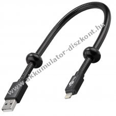 USB 2.0 Lightning t�lt�- �s szinkron k�bel hatty�nyak tart� iPhone iPad tablet 30cm fekete