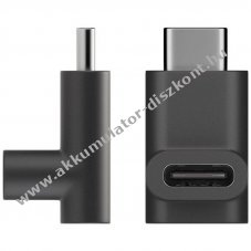 USB-C 90� sz�g� adapter fekete USB-C aljzat USB-C dug� 5Gbit/s