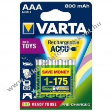 Varta Toys modell�p�t� AAA (mikro) Akkumul�tor 1,2V 800mAh 4db/csomag NiMH