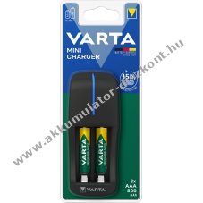 Varta univerz�lis mini t�lt� 2x AAA (mikro) 800mAh Akkumul�tor NiMH
