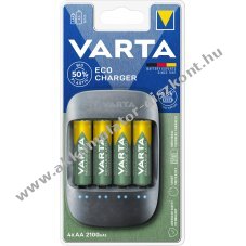 Varta Eco Charger t�lt� 4x AA Mignon ceruza Akkumul�tor 2100mAh NiMH