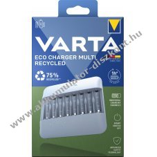 Varta Eco Charger Multi Recycled NiMH Akkumul�tor t�lt� AA/AAA USB-C k�bellel, Akkumul�tork n�lk�l