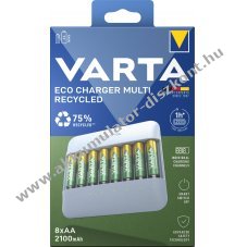 Varta Eco Charger Multi Recycled t�lt� 8db/csomag AA Mignon ceruza Akkumul�tor 2100mAh NiMH