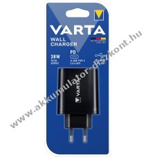 Varta fali t�lt� 2xUSB-A USB-C 27W fekete