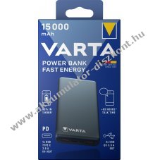 Varta Fast Energy powerbank Akkumul�tor 5V 15000mAh USB-C USB-A Micro Li-Polymer