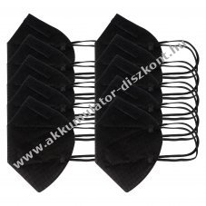 FFP2 v�d�maszk fekete 5-r�teg� 10db/csomag DIN EN1492001+A12009
