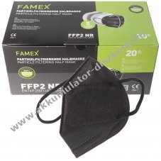 FFP2 v�d�maszk fekete 5 r�teg szelep n�lk�li DIN EN1492001+A12009 20db/csomag