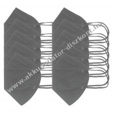 FFP2 partikelfil�l� f�lmaszk 5-lagig sz�rke 10db/csomag tan�s�tott DIN EN1492001+A12009