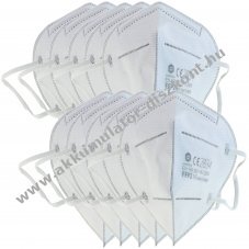 10db/csomag FFP2 v�d�maszk 5 r�teg� szelep n�lk�li DIN EN1492001+A12009