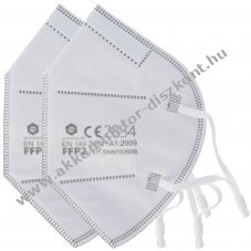 2db/csomag FFP2 v�d�maszk 5-r�teg� szelepes n�lk�l DIN EN1492001+A12009