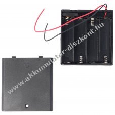 Elemtart� 4x AA Mignon ceruza (LR6/HR-3) fed�llel �s szabad k�belsz�rakkal, kapcsol� 1db/csomag