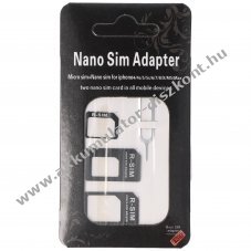 SIM-k�rtya adapter szett 4in1 Micro-SIM - SIM, Nano-SIM - SIM, Nano-SIM - Micro-SIM f�m t�vel